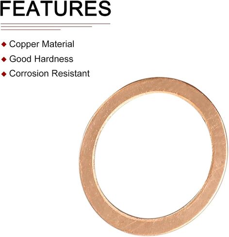 22mmx30mmx1mm(IDxODxT) Flat Copper Sealing Washers - 10Pack - Good for Industrial Machinery M22 Screws - Copper Flat Ring Gaskets in Saudi Arabia