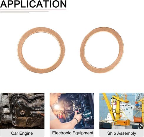 22mmx30mmx1mm(IDxODxT) Flat Copper Sealing Washers - 10Pack - Good for Industrial Machinery M22 Screws - Copper Flat Ring Gaskets in Saudi Arabia