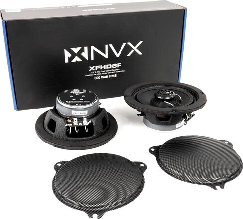 NVX® XFHD6F Premium 6.5" Motorcycle Speakers, 600W Peak (300W RMS), 2-Ohm Front Fairing Coaxials with 1" Titanium Tweeters, Waterproof, Plug-and-Play Upgrade for Harley-Davidson Touring 2014 up (Pair) in Saudi Arabia