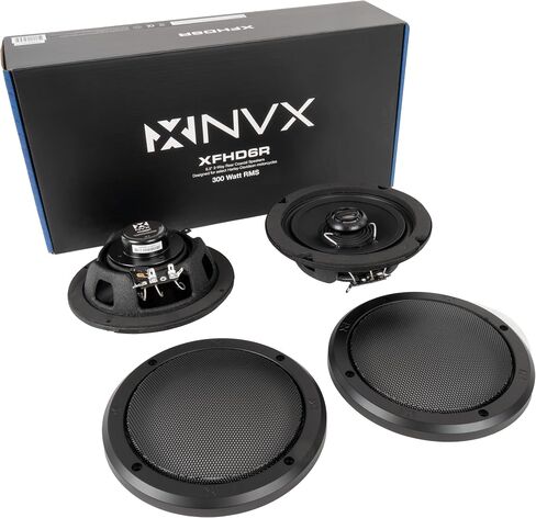 NVX® XFHD6F Premium 6.5" Motorcycle Speakers, 600W Peak (300W RMS), 2-Ohm Front Fairing Coaxials with 1" Titanium Tweeters, Waterproof, Plug-and-Play Upgrade for Harley-Davidson Touring 2014 up (Pair) in Saudi Arabia