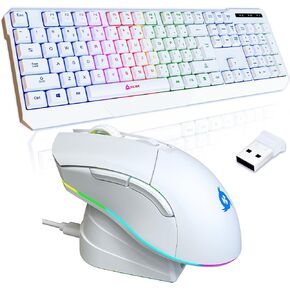 حزمة Klim Blaze & Chroma Wireless - 2024 جديدة - لوحة مفاتيح ألعاب لاسلكية وسرد الماوس - لوحة مفاتيح مريحة متينة الاستجابة - RGB Gaming Mouse Wireless - بطارية مضمنة طويلة الأمد. in Saudi Arabia