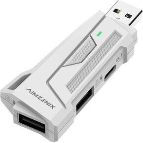 Aimzenix AX200 Computer Mouse and Gaming Keyboard Adapter for PC, Support Key Mapping, Aim Assist, Recoil Control, Smart Joystick Function, TPS, FPS, Perfect for APEX, PUBG, COD Games, Latest Version
