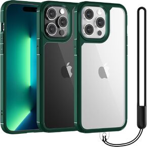 TAURI 3 in 1 for iPhone 13 Pro Max Case Green, [Military-Grade Drop Protection] Slim Shockproof Phone Lanyard Case 6.7 inch