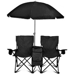 غوتيم! كرسي معسكر قابل للطي محمول مع حاملين بارد ومظلة وكأس-النزهة في الهواء الطلق أو الشاطئ أو المقاعد الخلفية- in Kuwait