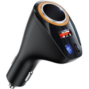 4 in 1 USB C Car Charger, 170W Multi USB Cigarette Lighter Adapter, Socket Splitter with 3 Ports, 12V/24V Dual USB Type C PD Fast Car Charger Adapter for iPhone 16 Pro Max 15 Plus 14 iPad Pro GPS