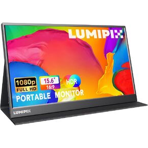 Portable Monitor 15.6 Inch 1080P FHD IPS Gaming Display Monitor with USB-C & HDMI, Ultra-Slim External Second Screen with Smart Cover & Speakers for Laptop, Xbox，PC, Mac, Phone, PS5, Switch