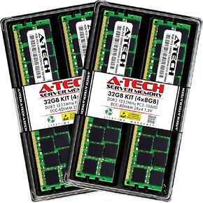 A-Tech 32GB Kit (4x8GB) RAM for IBM System x X3200 M3 Type 7328, x3250 m3 4261, X3500 M3 Type 7380, X3690 X5 Type 7149 | DDR3 1333MHz PC3-10600 ECC RDIMM 2Rx4 1.5V Registered Server Memory Upgrade