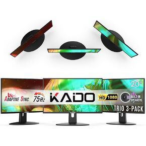 Kado Dual Monitor Setup - 2-Pack 20" 1600x900 Computer Monitor 75Hz HD+ VESA Mount VGA HDMI Office Gaming Built-in Speakers (E20 Dual Series)