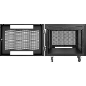 Sound Town 8U Universal Steel Rack, w/Mesh Doors, Locking Casters, Vented Side Panels for Audio Video, Server and Network Equipment (STRK-M8UWD)