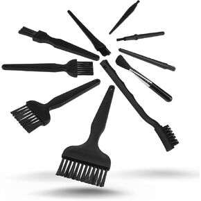 Electronics and Computers Cleaning Kit - Set of 10 Brushes ESD (Electrostatic Discharge) with EVA case - Black Zipper