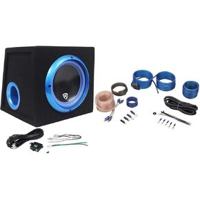 RockvilIe RVB8.1A 8" 300W Powered Amplified Car Subwoofer System+Remote+Wire Kit