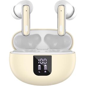 Wireless Earbuds, Bluetooth 5.4 Headphones, True Wireless Stereo Earphones with IPX7 Waterproof, Noise Cancelling Mic, Fast Charging and Comfort Fit Ear Buds for Sports/Workouts - Khaki