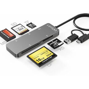 USB C USB 3.0 Memory Stick Pro Duo Reader ، 6 في 1 SD/TF/M2/MS/CF/XD قارئ بطاقة الصورة للكمبيوتر/Android/Micro SD ، يدعم قارئ عصا الذاكرة سرعة 5 جيجابت في الثانية ، وخمس بطاقات تقرأ في وقت واحد