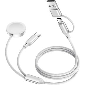 𝟐𝟎𝟐𝟓 𝐔𝐩𝐠𝐫𝐚𝐝𝐞𝐝 for Apple Watch Charger,[USB A/C Dual Port Cable][Portable Travel Essentials]Compatible With iPhone 16/15,Magnetic Wireless Charging for iWatch Series Ultra 2/SE 2/10~1,[4FT]