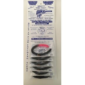 Kelly's 6 Pack Black Fire Tail Worm Bait Anise Scented Bass Worms 5 1/2" Pre-rigged Plastic Fishing Lure