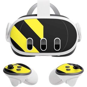 Skinit Decal Gaming Skin Compatible with Meta Quest 3 - Officially Licensed Black and Yellow Stripes Design
