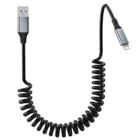 Coiled USB to Lightning Cable Combo for Car, [MFi Certified] Retractable iPhone Charger Cable, Short Apple CarPlay USB to Lightning Cord for iPhone 14 13 12 11 Pro Max Mini XR XS 8 SE Pad