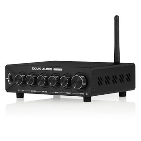 Douk Audio NS-14G Pro 2.1 Channel Bluetooth Amplifier, 600W HiFi Stereo Audio Amp with Subwoofer Output, Dual TPA3255 Chips, aptX-HD, RCA/AUX Inputs, Adjustable Bass & Treble, Home Theater Power Amp