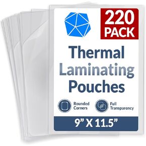 ريلي. أكياس ترميح حرارية (220 حزمة ، حجم الرسالة) | صفائح التصفيح 8.5 × 11 | 5 Mil Comparable, Thick Lamination Pouches | ورق بلاستيكي شفاف لآلة الحرارة (9 × 11.5 ")