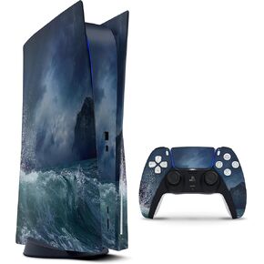 Crashing Waves Full-Body Cover Wrap Decal Skin-Kit Compatible with Sony Playstation 3 Console Slim + Controller
