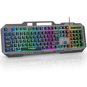 Gaming Keyboard, Upgraded Wired Mechanical with Silent Switch, IP57 Water-Resistant, RGB Backlit, Double-Shot ABS Keycaps, USB Wired for PC Gamers, Ultra-Sensitive & Quiet Response