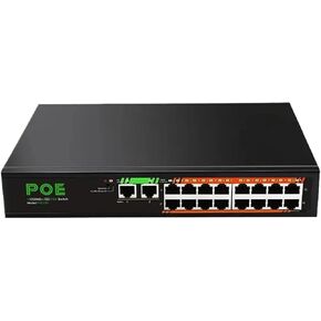 19-Port Network Switch 16*100Mbps POE Port+2*1000Mbps uplink Port+1*1000Mbps SFP Port 48V