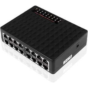 16 Port Network Switch Fast Ethernet Smart Switch High Performance RJ45 Hub Internet Splitter(US Plug 16Port)