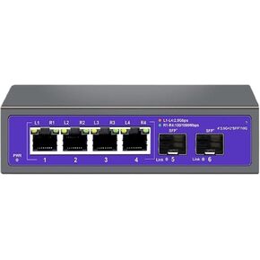 4-Port Multi-Gigabit 2.5Gbps Unmanaged and Play Network Ethernet 2.5G Switch(US Plug)