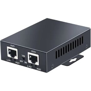2-Port POE Extender 10/100Mbps with IEEE 802.3at/802.3af 1 Input 2 Output POE Repeater and Play