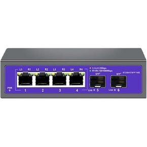 2.5Gbps Ethernet Switch 4-Port 2500Mbps Network Switch 2-Port 10G SFP+ Slot Home Lab Hub Internet Splitter and Play(US Plug)
