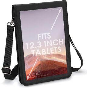 USA GEAR 12 Inch Tablet Case - Tablet Sleeve with Open Front & Adjustable Shoulder Sling/Display Strap - Compatible with Samsung Galaxy Book 12, Microsoft Surface Pro 7, & More 12" Tablets