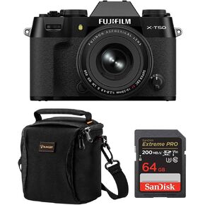 Fujifilm X-T50 Mirrorless Camera, Black with XF 16-50mm f/2.8-4.8 R LM WR Lens, Bundle with 64GB SDXC Memory Card, Alpine 120 Shoulder Bag