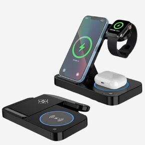 Wireless Charging Station for Apple Products&Kindle: 4-in-1 Charger for iPhone 16/15/14/13/12/11 Pro Max/X/SE, Apple Watch Series 2-10/SE/Ultra, AirPods Pro 4/3/2 (Adapter Not Included) (White)