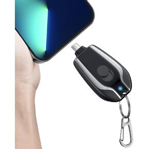 EMNT Keychain Portable Charger for USB C, 2000mAh Mini Power Emergency Pod,Small Andriod Cell Phone Charger,Type C Power Bank Battery Pack for iPhone15,15 Plus,15 pro max,Charger for Samsung More