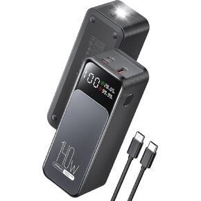 Power Bank ، 27000mah 140W USB C Laptop Charger Portable ، PD QC Fast Charger 3-output حزمة البطارية الخارجية لجهاز الكمبيوتر المحمول Macbook Dell XPS ipad tablet Steam Deck iPhone 16 15 14 Pro Samsung etc