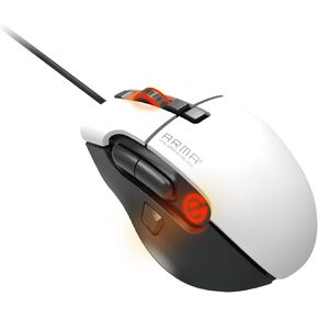 ELECOM M-ARMA50WH MOUSE ، M ، 8 BUTTONS ، مجهز بماكرو الأجهزة ، ضبط DPI (100-16000) ، أبيض