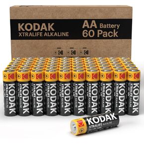 KODAK AA Batteries - Alkaline Batteries, 1.5V Mignon LR06 MN1500 AM3 Battery Pack (60 Count) (Qty 60.)