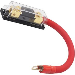Audiotek Inline 200A ANL Fuse Holder with 1ft 0 Gauge Power Wire and O-Ring Gold Terminal to Protect Car Audio Amplifier from The Current (200A), Great for Car, Boat, RV, and Motorcycle