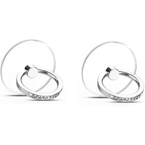 Cell Phone Ring Stand Holder，2Pcs Transparent Finger Ring Kickstand，360 Degree Rotation Hand Phone Ring Grip for All Mobile Phone(Round)