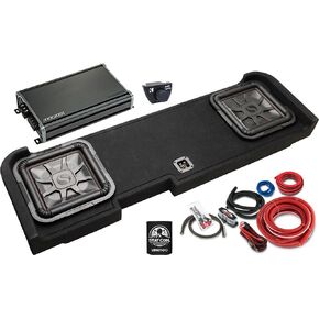 SPOTWOOFER KICKER وحزمة AMP من 4 عناصر - 12 "L7 Fit Fit -Firing 2400 Watt العلبة لشيفروليه Silverado و GMC Sierra ، ومكبر الصغار Monoblock من الفئة D ، و Remote Remote و 4Awg الأسلاك