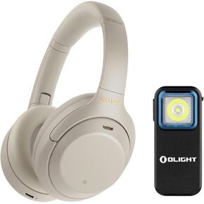 Sony WH-1000XM4 Wireless Headphones (Silver) Bundle with Oclip Clip-On Light (2 Items)