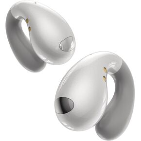 Ultra Open Ear Earbuds - Ergonomic Clip-On Earbuds, Bone Conduction Over-The-Ear Headphones with Waterproof Design and Secure Fit for Small Ears, White
