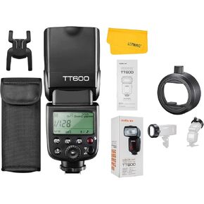 Godox TT600 2.4G Wireless Flash Speedlite Master/Slave Flash with Built-in Trigger System, with GODOX S-R2 Round Head Accessories Adapter