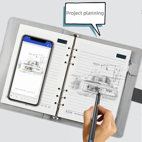 Yunseity 3 في 1 Digital Smart Pen ، مجموعة دفاتر SmartPen A5 ، مزامنة في الوقت الحقيقي للرقمنة ، مجموعة الكتابة الذكية من BT 5.0 ، التحويل إلى نص ، تقنية OCR ، لنظام iOS لنظام Android (Linen Pattern Blue) in Saudi Arabia