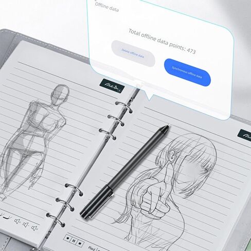 Yunseity 3 في 1 Digital Smart Pen ، مجموعة دفاتر SmartPen A5 ، مزامنة في الوقت الحقيقي للرقمنة ، مجموعة الكتابة الذكية من BT 5.0 ، التحويل إلى نص ، تقنية OCR ، لنظام iOS لنظام Android (Linen Pattern Blue) in Saudi Arabia