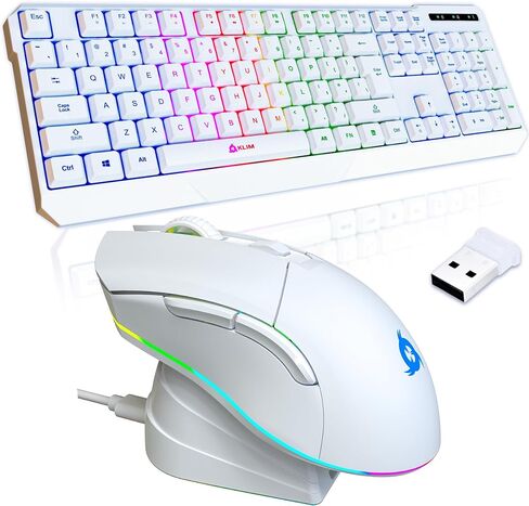 KLIM Blaze & Chroma Wireless Bundle - New 2024 - Wireless Gaming Keyboard and Mouse Combo - Responsive Durable Ergonomic - Backlit Keyboard - RGB Gaming Mouse Wireless - Long-Lasting Built-in Battery in Saudi Arabia