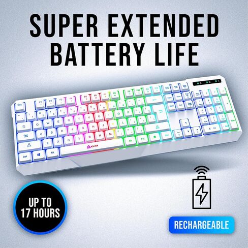KLIM Blaze & Chroma Wireless Bundle - New 2024 - Wireless Gaming Keyboard and Mouse Combo - Responsive Durable Ergonomic - Backlit Keyboard - RGB Gaming Mouse Wireless - Long-Lasting Built-in Battery in Saudi Arabia