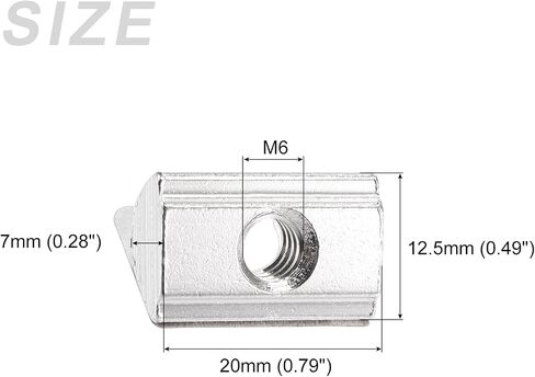 صواميل T ملفوفة في زنبرك (M4x20mm) 12 قطعة، صامولة T محملة بنابض من الفولاذ الكربوني - لسلسلة 3030 4040 من الألومنيوم، لون فضي in Saudi Arabia