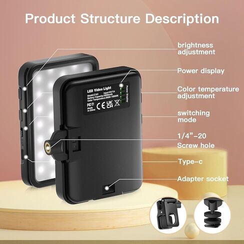 ضوء صورة شخصية مع 84 LED و 3 أوضاع ضوئية - مقطع قابل لإعادة الشحن لجهاز iPad والكاميرا والكمبيوتر المحمول والمزيد in Kuwait