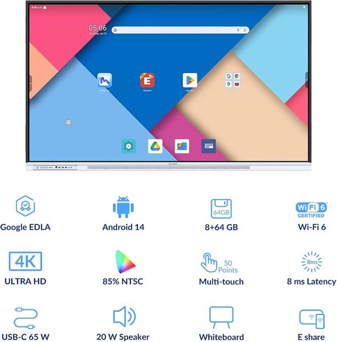 27" Smart Portable TV on Wheels, 16-Hours Playtime, Rolling TV with 8GB+128GB, Android 14, EDLA-Certified Touch Screen Monitor, 13 MP Camera, Remote & Voice Control in Kuwait